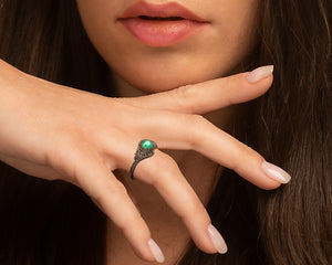 loral Black Gold Emerald Engagement Ring