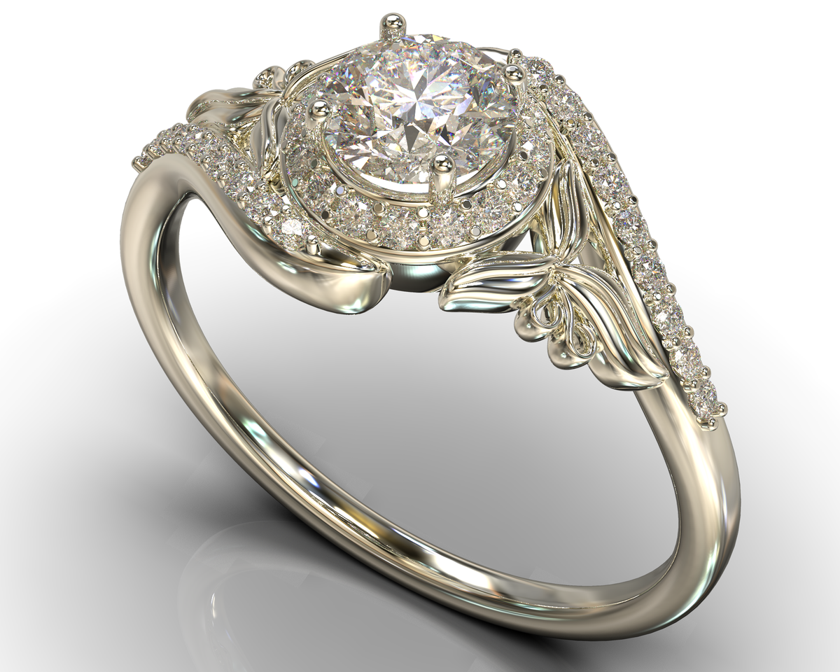 Unique Blooming Diamond Halo Engagement Ring