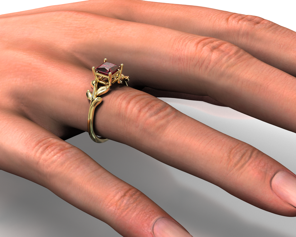 Unique Ruby Flower Engagement Ring