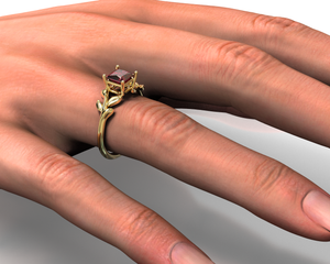 Unique Ruby Flower Engagement Ring