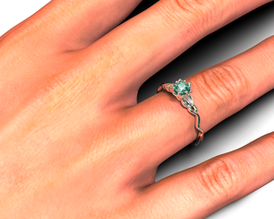 Unique Floral Aquamarine Ring White Gold