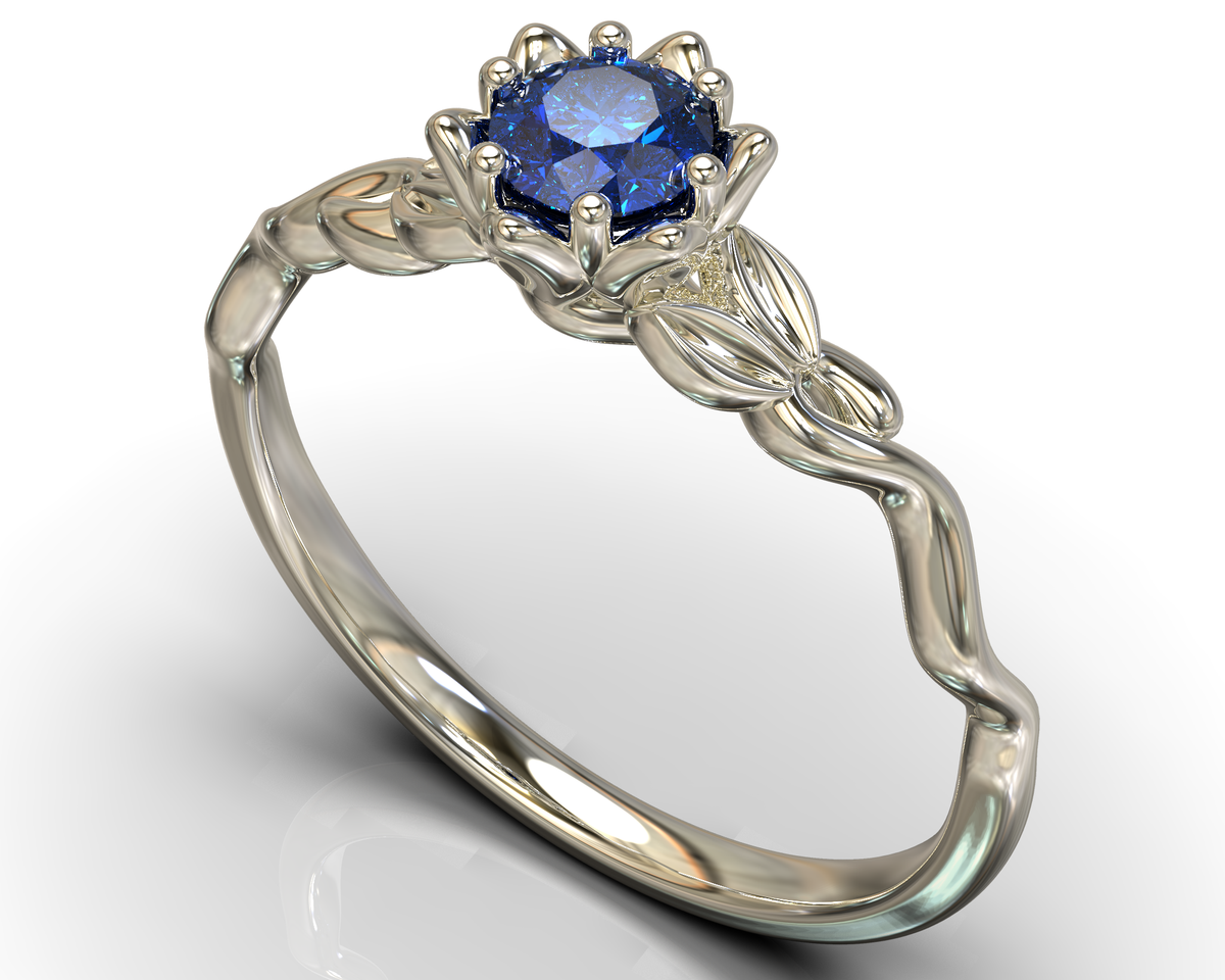 Unique Floral Sapphire Engagement Ring