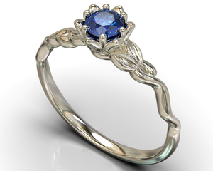 Unique Floral Sapphire Engagement Ring