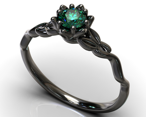 Unique Black Gold Emerald Engagement Ring