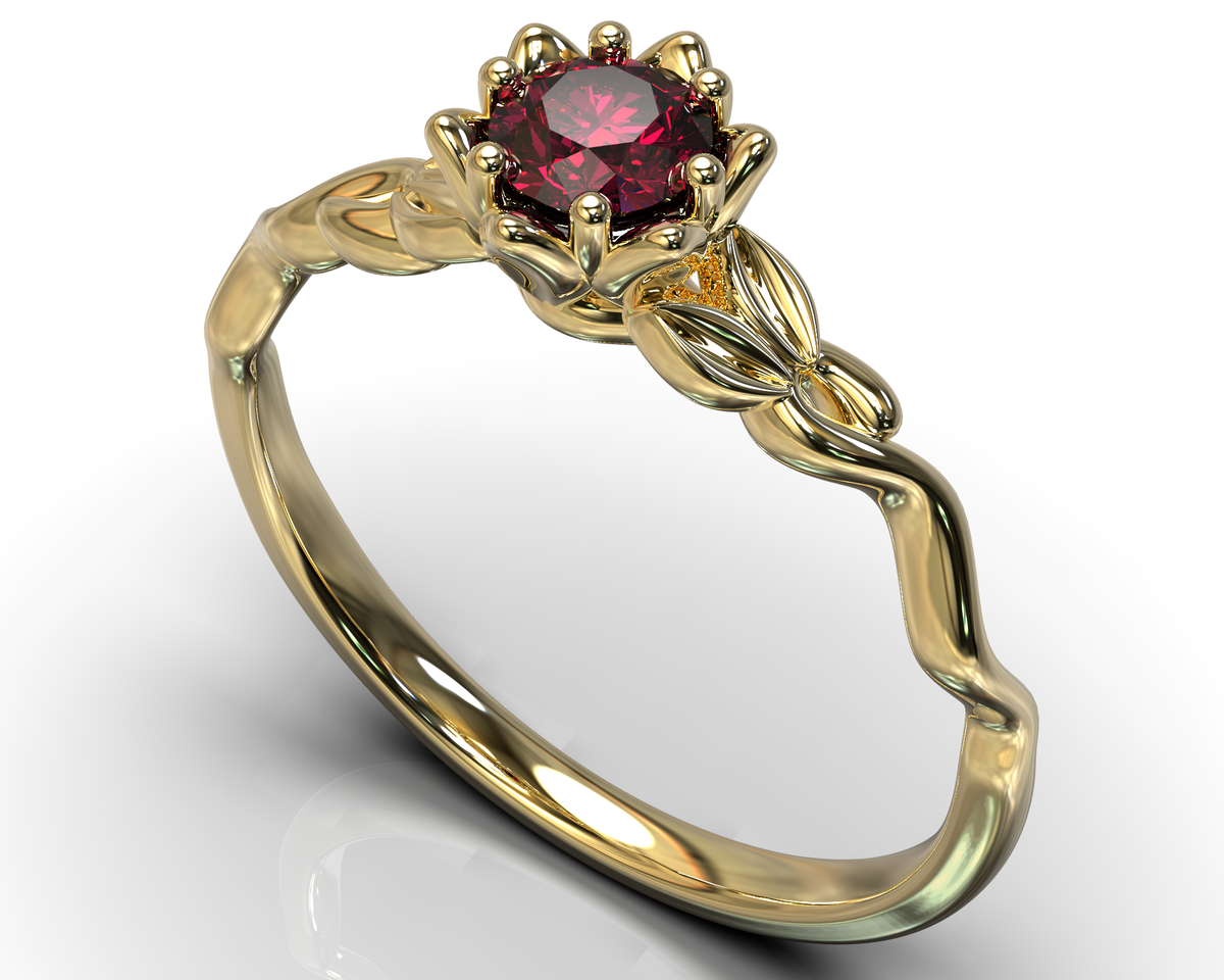 Unique Flower Ruby Engagement Ring