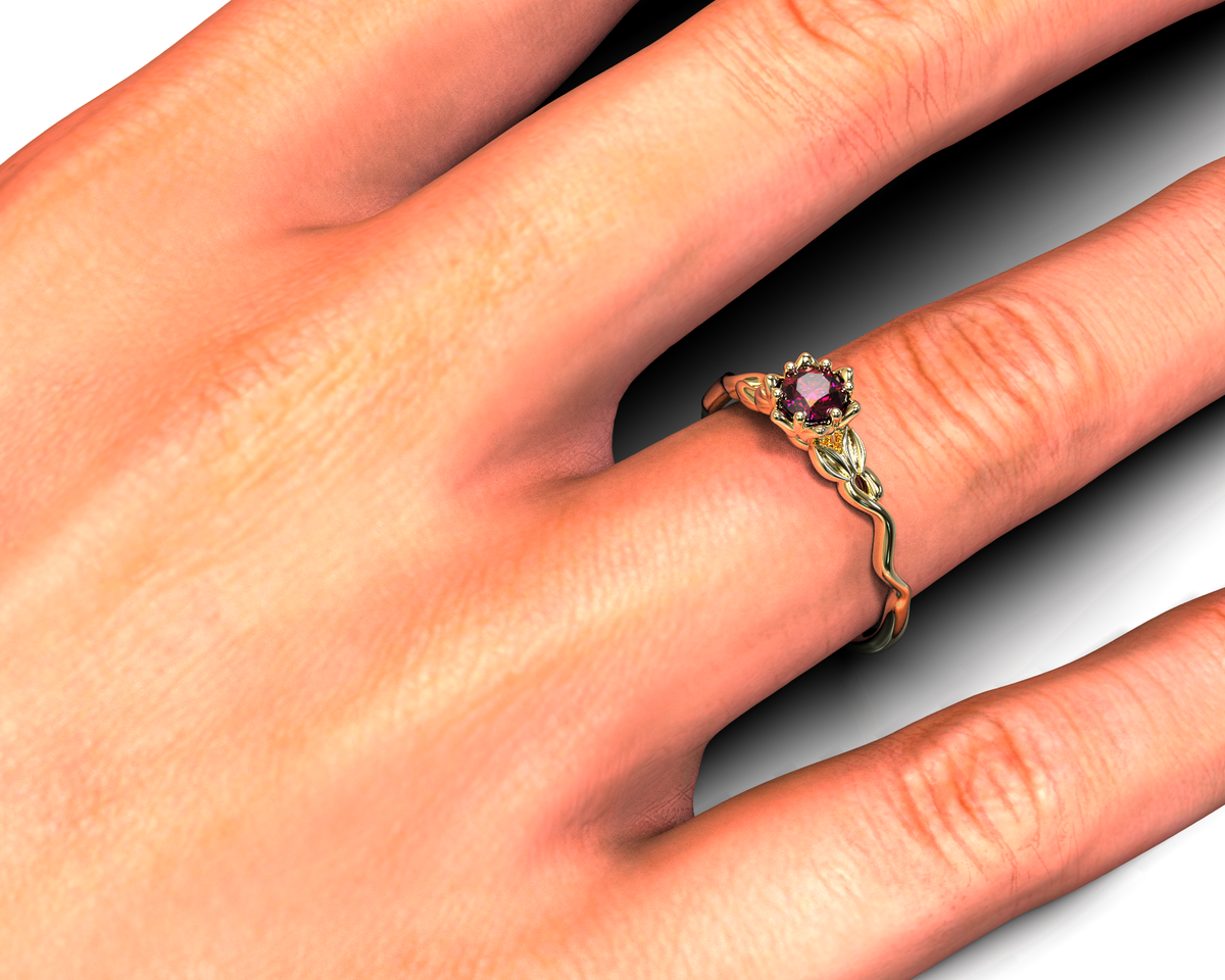 Unique Flower Ruby Engagement Ring