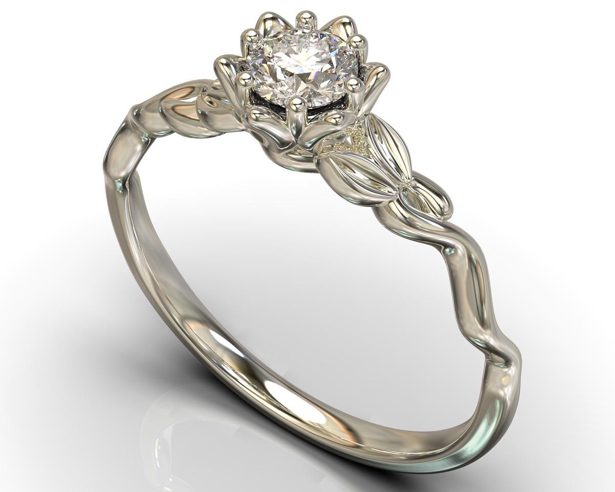 Unique Flower Moissanite Engagement Ring