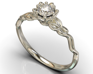 Unique Flower Moissanite Engagement Ring