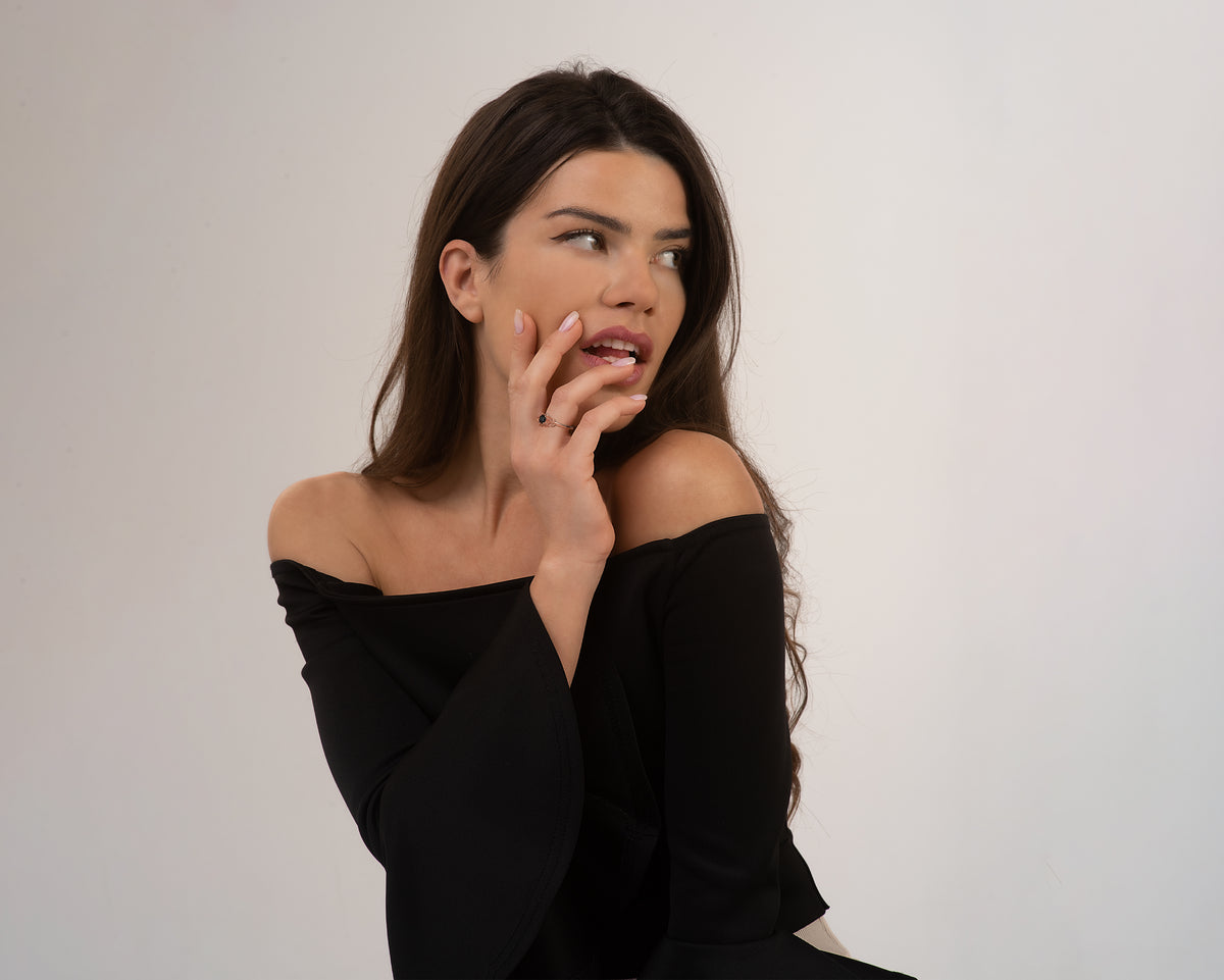 Nature Inspired Black Diamond Flower Engagement Ring