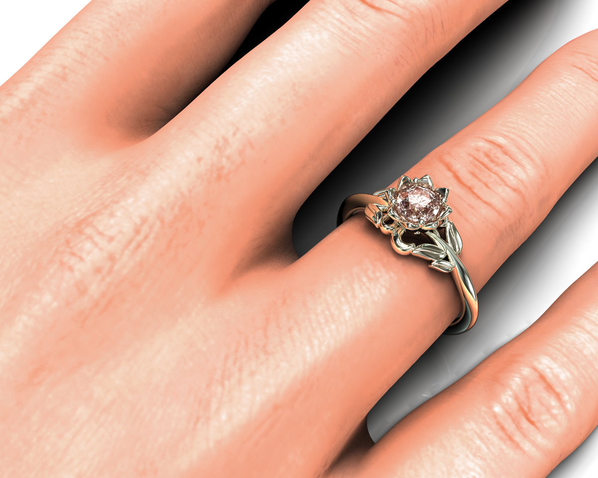 White Gold Flower Morganite Engagement Ring