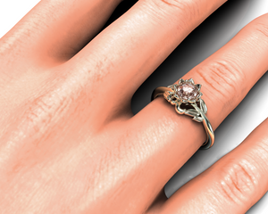 White Gold Flower Morganite Engagement Ring