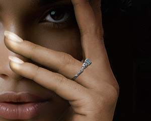 Unique Aquamarine Princess Cut Engagement Ring