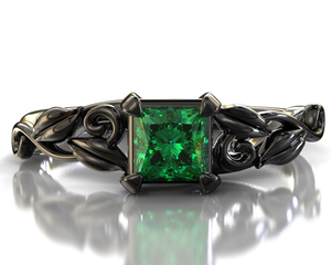 Black Gold Emerald Engagement Ring