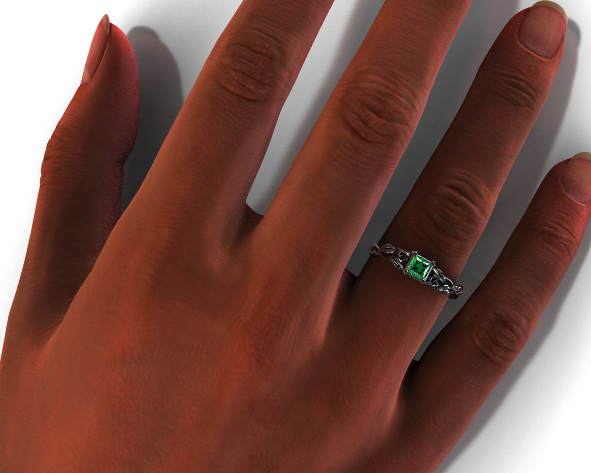 Black Gold Emerald Engagement Ring