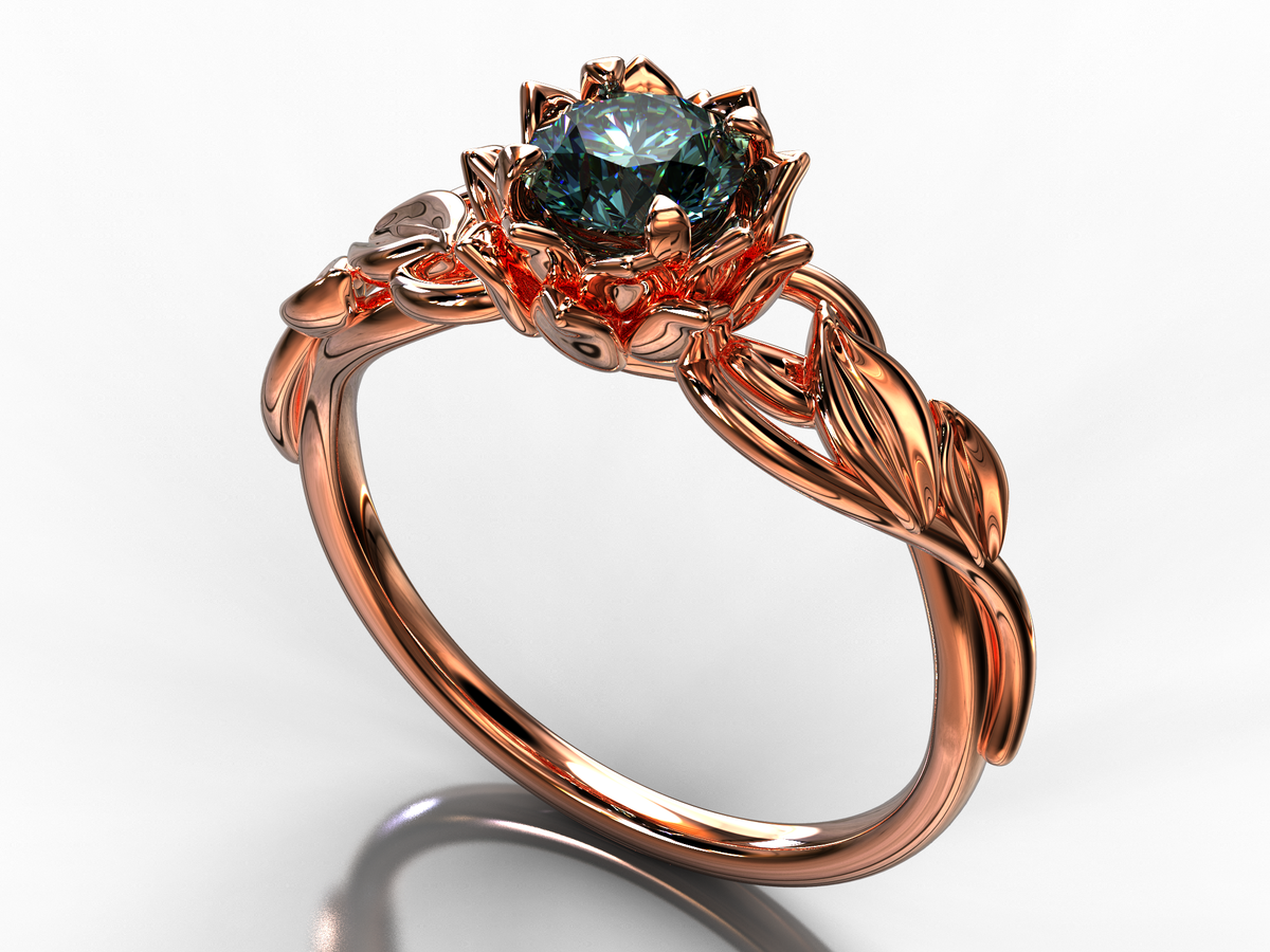 Unique Montana Sapphire Flower Engagement Ring