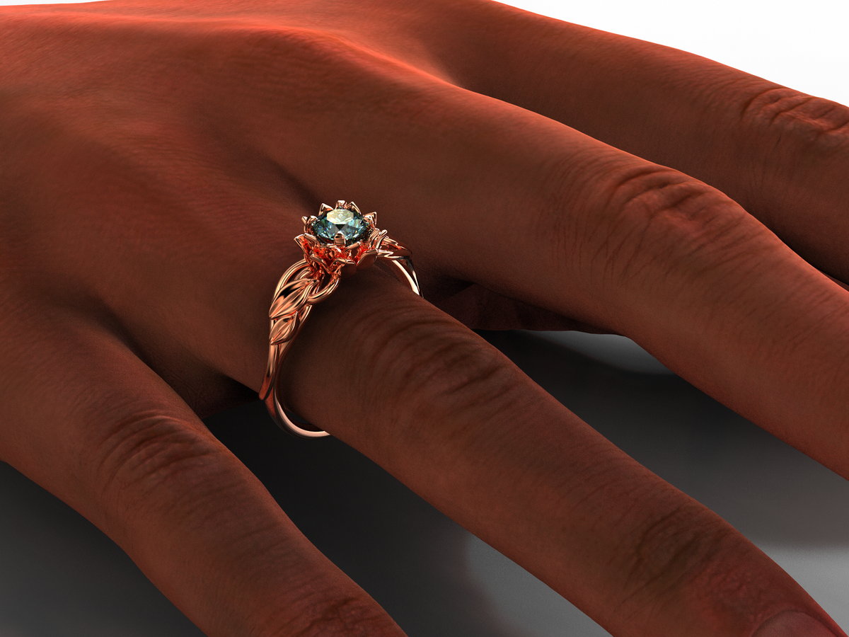 Unique Montana Sapphire Flower Engagement Ring