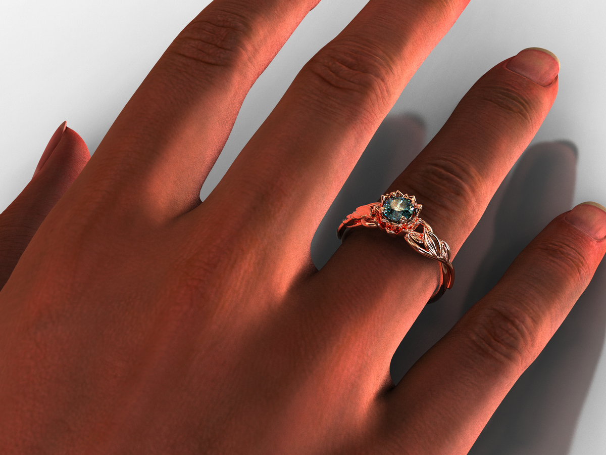 Unique Montana Sapphire Flower Engagement Ring