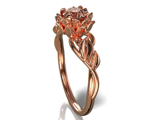 Unique Lotus Flower Engagement Ring With Morganite