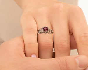 Lotus Flower Ruby Engagement Ring