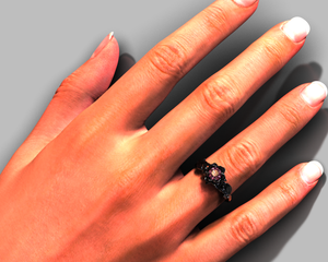 Unique Black Gold Pink Sapphire Flower Engagement Ring