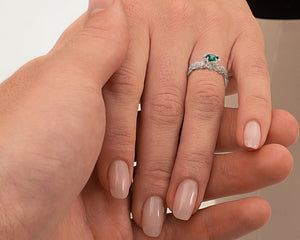 Lotus Flower Emerald Engagement Ring