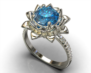 Ice Sapphire Flower Engagement Ring