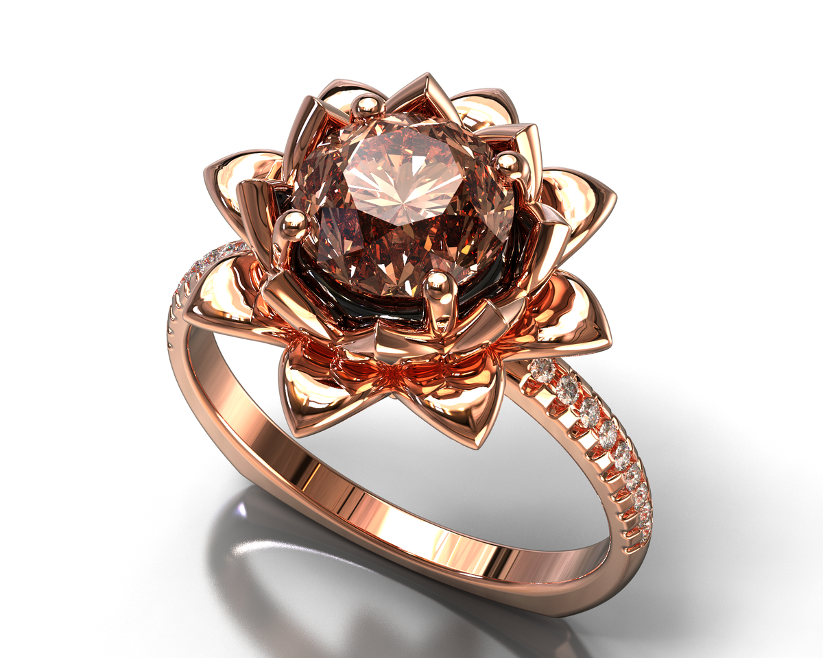 Lotus Morganite Engagement Ring