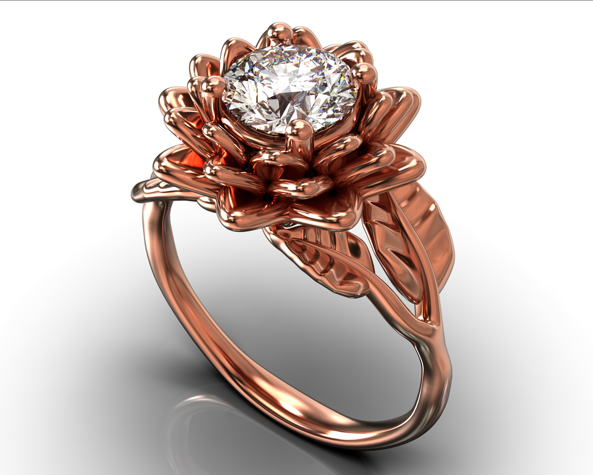 Unique Flower Moissanite Engagement Ring