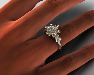 Blooming Moissanite Flower Engagement Ring