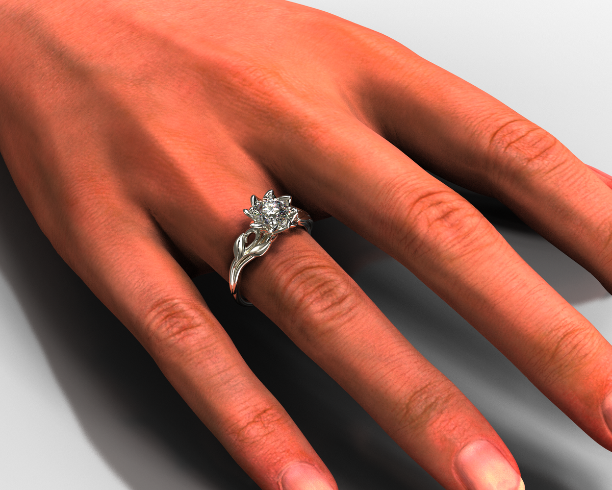 Moissanite Floral Engagement Ring