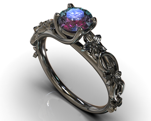 Black Gold Alexandrite Gothic Engagement Ring
