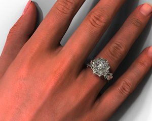 Unique Diamond Lotus Flower Engagement Ring