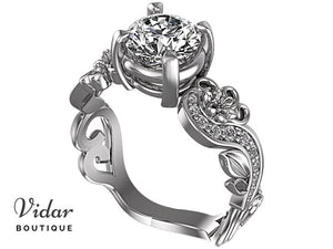 Flower Shaped Moissanite Engagement Ring