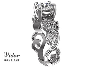 Flower Shaped Moissanite Engagement Ring