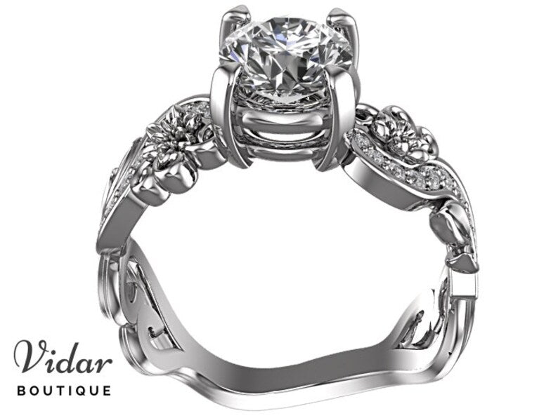 Flower Shaped Moissanite Engagement Ring