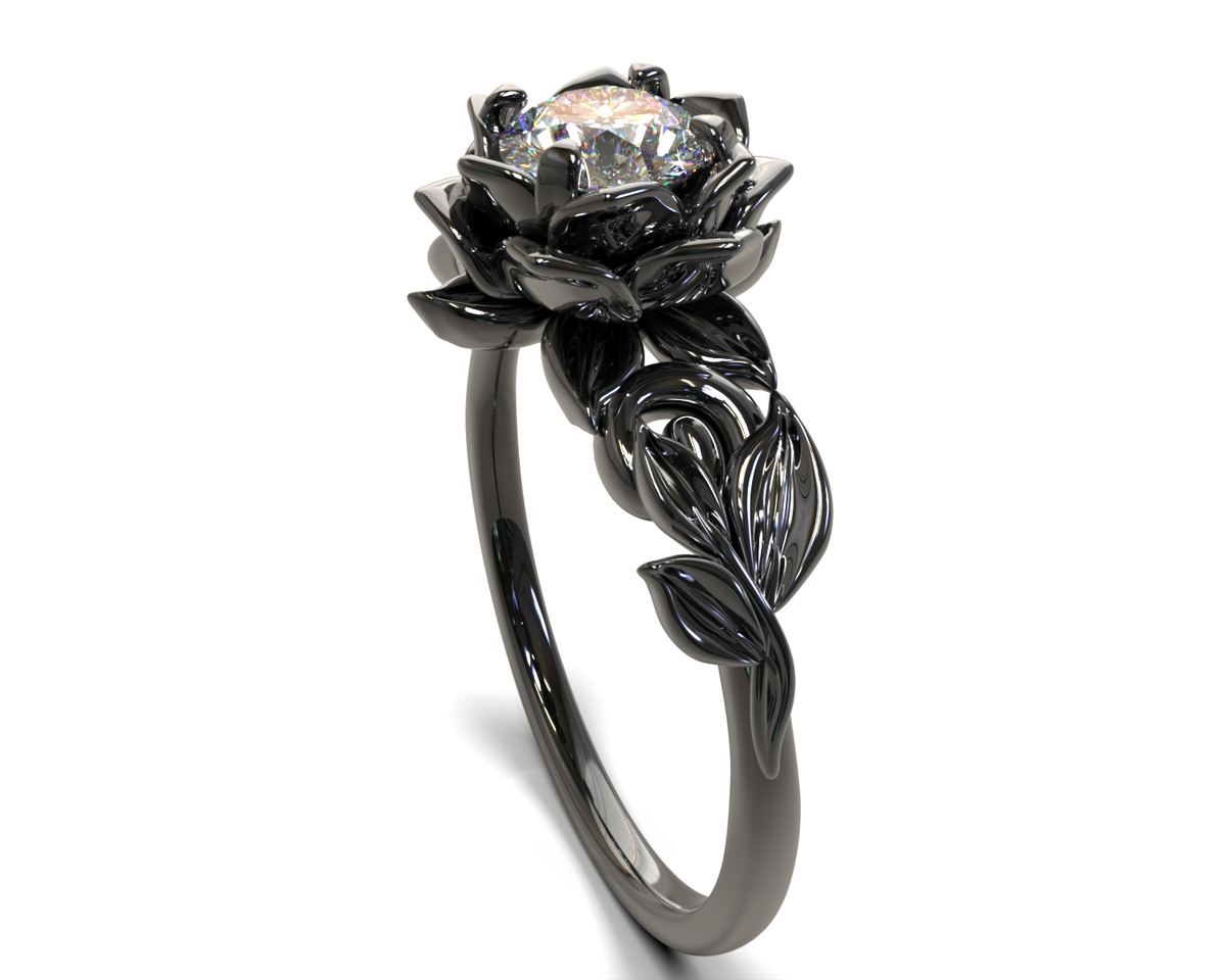 Gothic Diamond Flower Engagement Ring