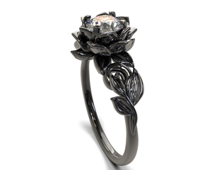 Gothic Diamond Flower Engagement Ring