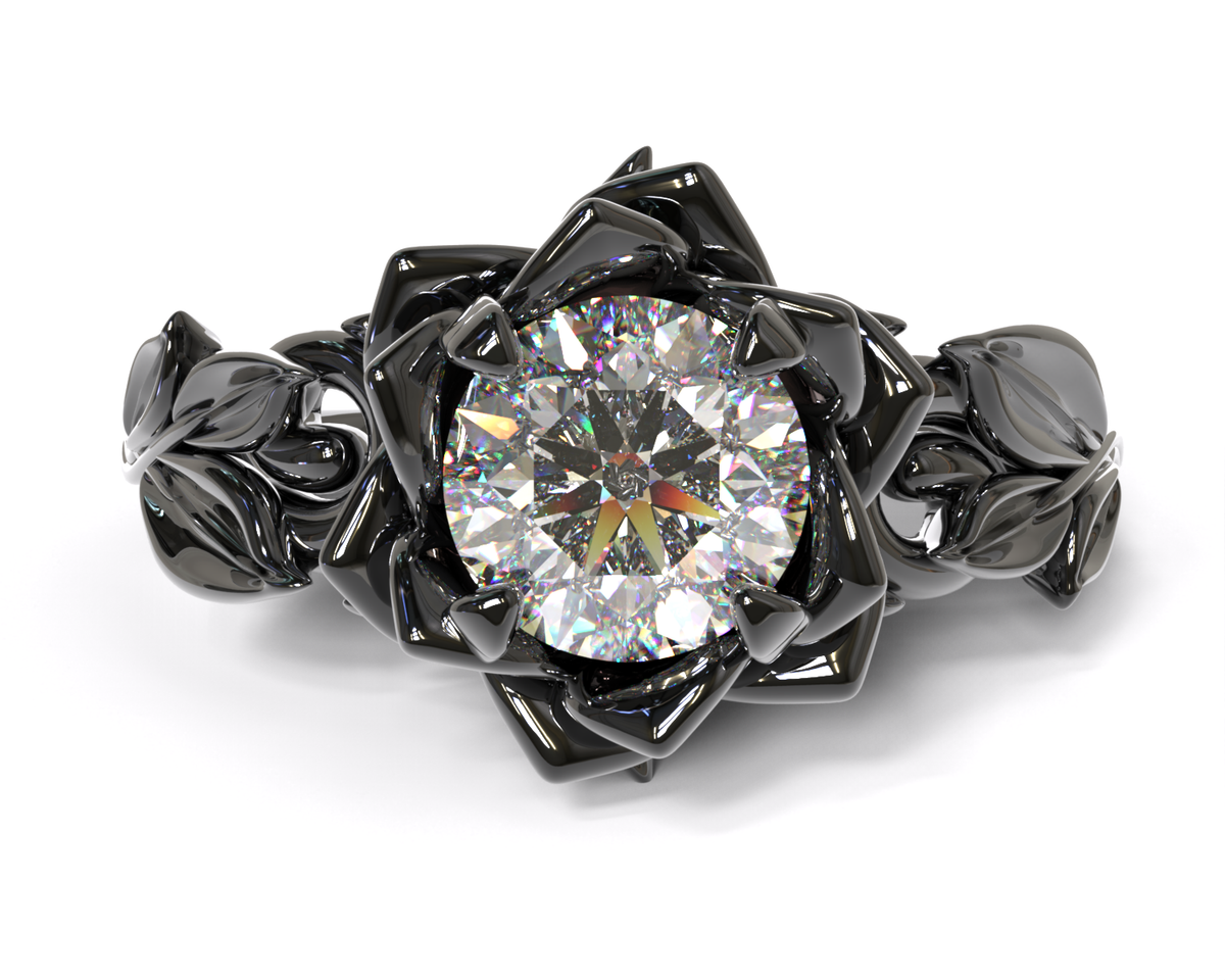 Gothic Diamond Flower Engagement Ring