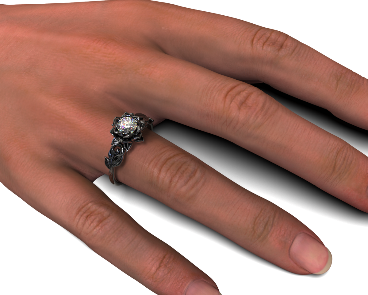 Gothic Diamond Flower Engagement Ring