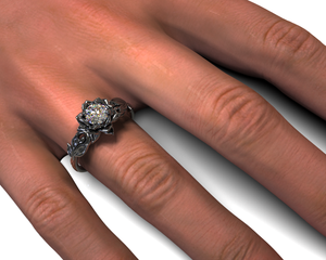 Gothic Diamond Flower Engagement Ring