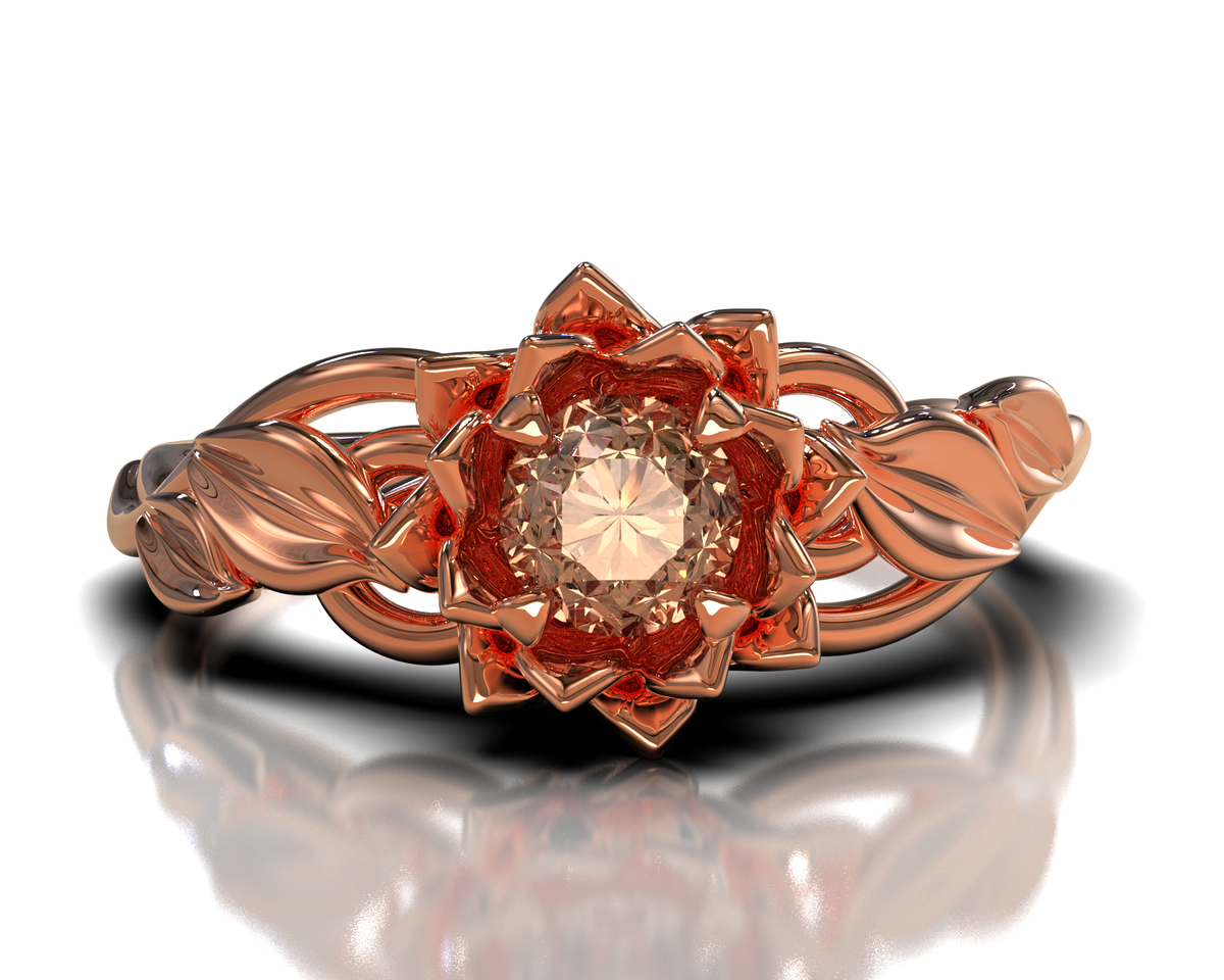 Unique Morganite Flower Bridal Ring Set