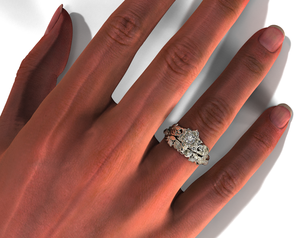 Floral Wedding Ring Set