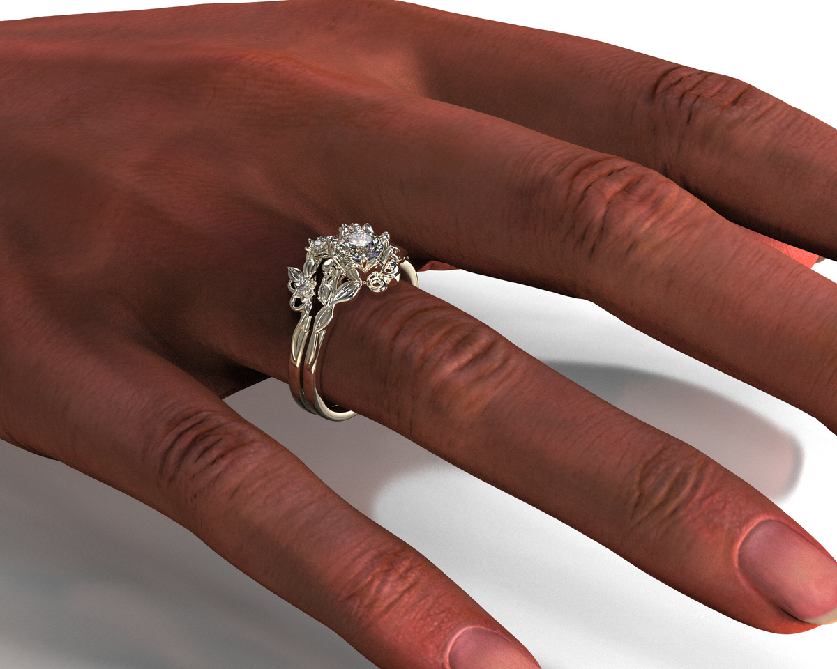 Leaf Moissanite Bridal Ring Set